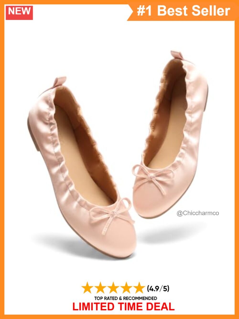 Satin Ballet Flats Bow Round Toe Slip On Dress Shoes Cushioned Work Casual